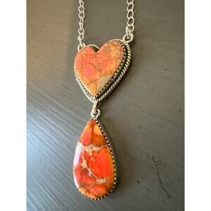 Orange Sea Sediment Jasper | Statement Boho Necklace |  925